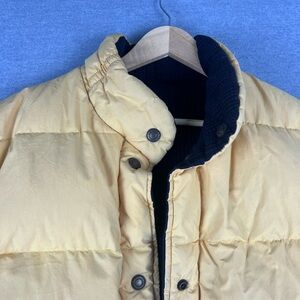 vintage 80s misty valley yellow puffer vest men’s L reversible